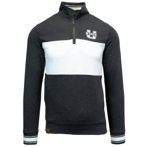 utah state colorblock quarter zip sweatshirt charcoal white